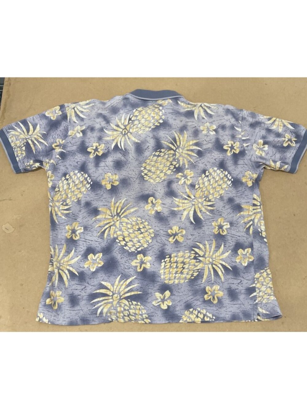 Bamboo Cay Polo Shirt Blue Floral Pineapples Hawaii Mens Size XL - Picture 5 of 7